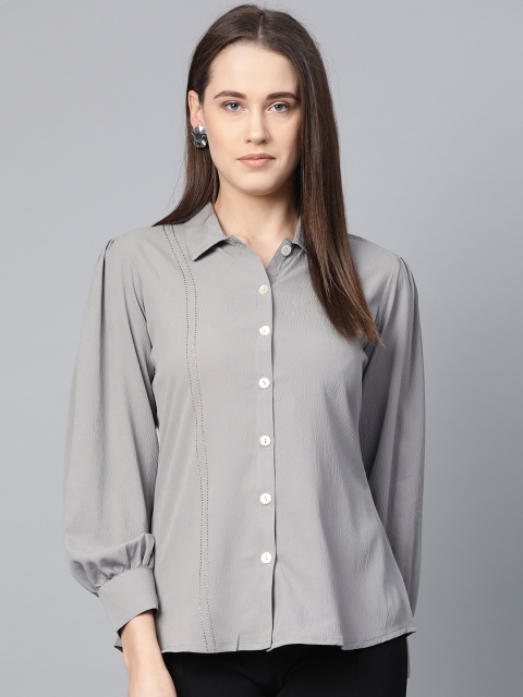 

Jompers Women Grey Regular Fit Solid Casual Shirt