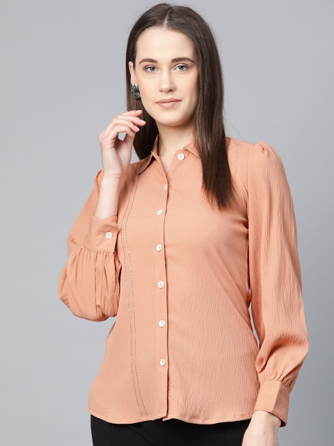 

Jompers Women Peach-Coloured Regular Fit Crinkled Effect Casual Shirt