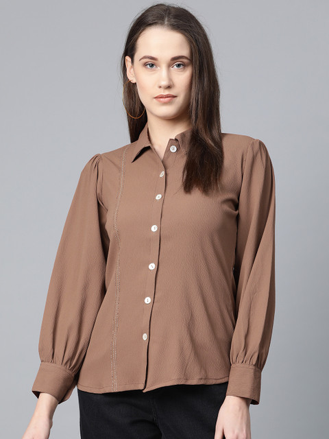 

Jompers Women Brown Regular Fit Solid Casual Shirt