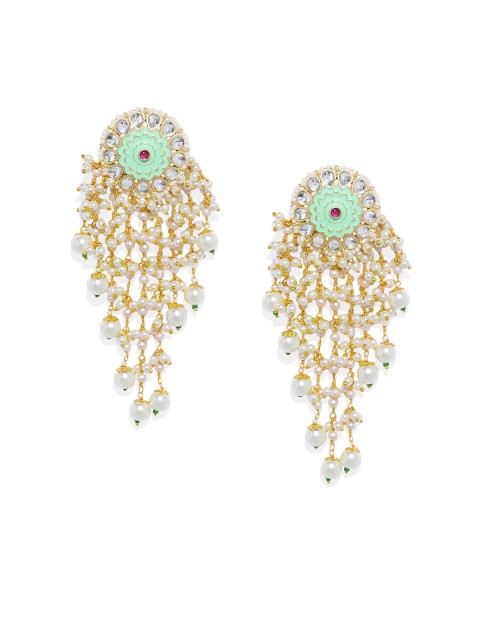 

Peora Green & Gold-Toned Circular Drop Earrings