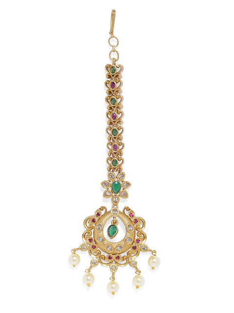 

Peora Gold-Plated & Red Polki Maang TikKa