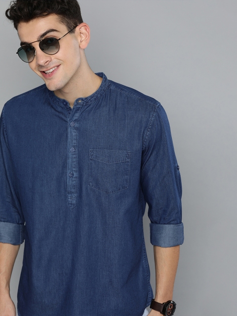 

HERE&NOW Men Blue Slim Fit Solid Casual Shirt