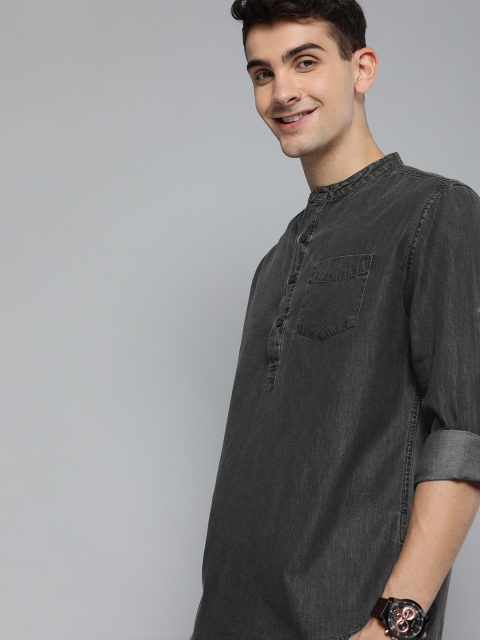 

HERE&NOW Men Charcoal Grey Slim Fit Solid Casual Shirt
