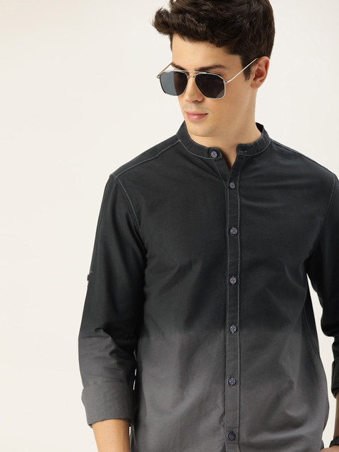 

Moda Rapido Men Black & Grey Slim Fit Ombre Casual Shirt