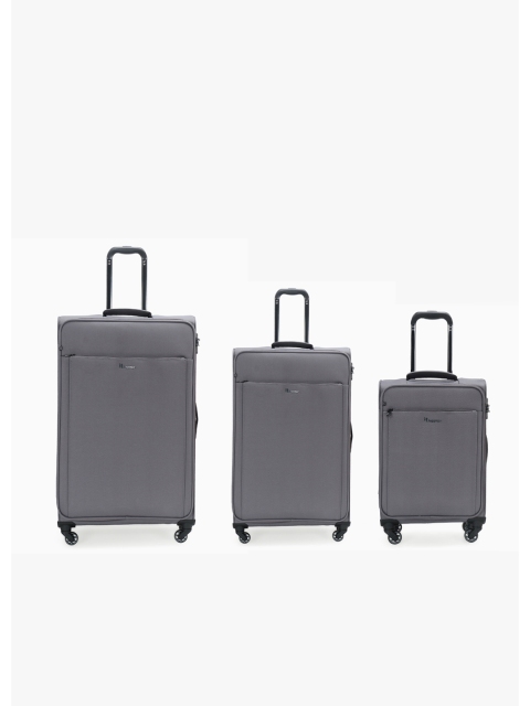 

IT luggage Set of 3 Grey Solid Accentuate Soft-Sided Trolley Suitcases