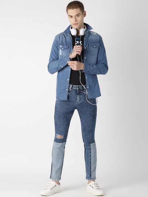 

Blue Saint Men Blue Slim Fit Faded Denim Casual Shirt