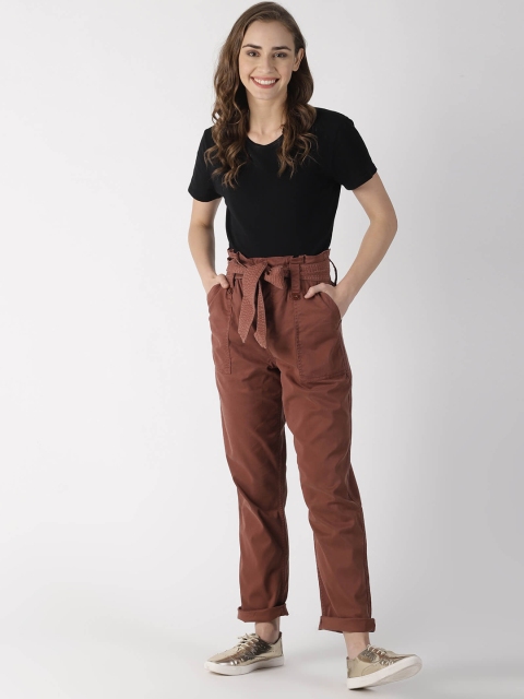 

Blue Saint Women Brown Regular Fit Solid Peg Trousers