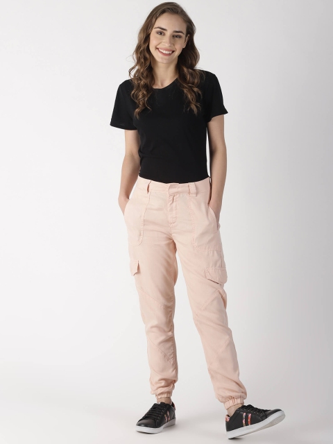 

Blue Saint Women Peach-Coloured Regular Fit Solid Cargos