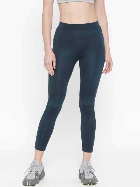 

ANTS Women Teal Blue Solid Slim Fit Cropped Yoga Tights