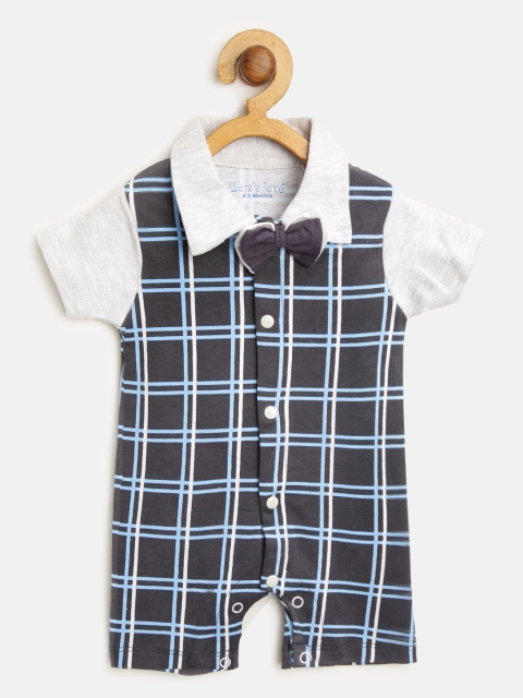 

Moms Love Boys Black & Blue Checked Rompers