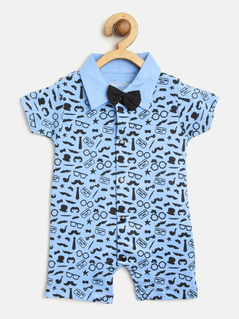 

Moms Love Boys Blue & Black Printed Rompers
