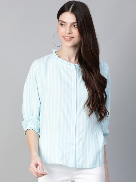 

Mast & Harbour Women Blue & White Striped Top
