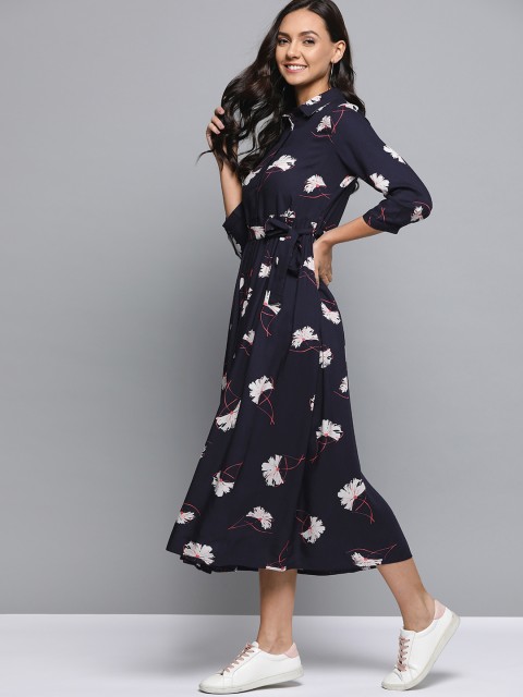 

Mast & Harbour Women Navy Blue& Off-White Printed Shirt Sustainable Dress
