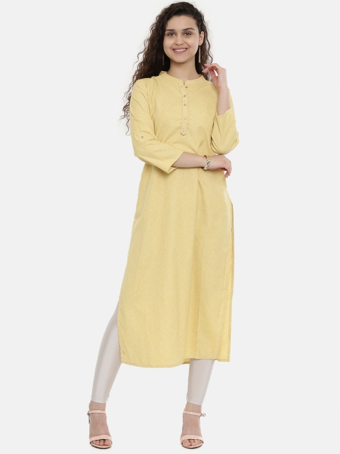 

Neerus Women Mustard Yellow Solid A-Line Kurta