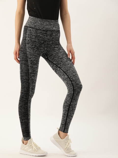 

FOREVER 21 Women Charcoal Grey Self Design Mid Rise Tights