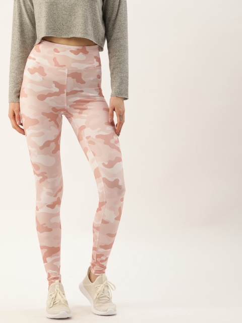 

FOREVER 21 Women Pink Camouflage Printed Mid Rise Tights