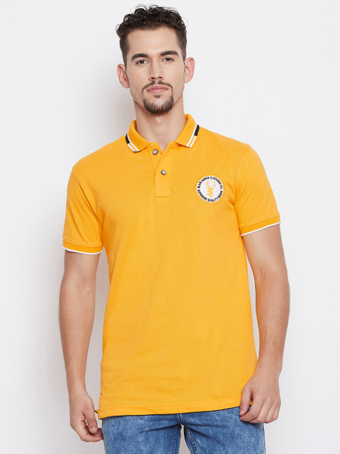 

PORTBLAIR Men Yellow Solid Polo Collar T-shirt