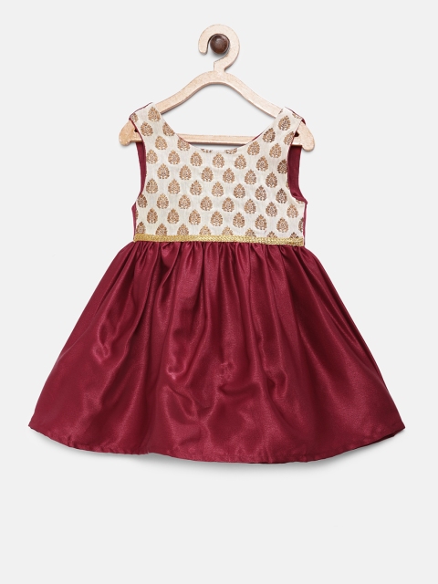 

MANY FROCKS & Girls Maroon Printed A-Line Dress