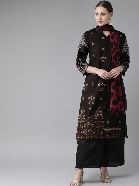 

Ishin Women Black & Beige Printed Kurta with Palazzos & Dupatta