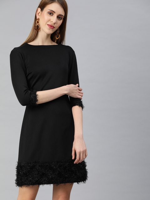

EMBLAZE Women Black Solid A-Line Dress