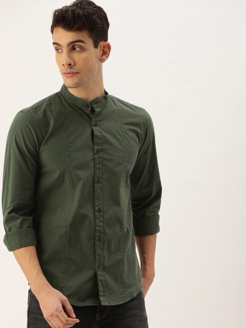 

IVOC Men Olive Green Slim Fit Solid Casual Shirt