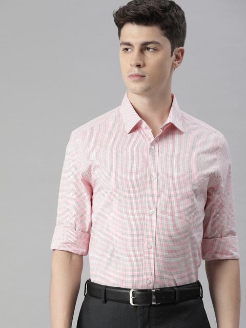 

IVOC Men White & Red Slim Fit Checked Formal Shirt
