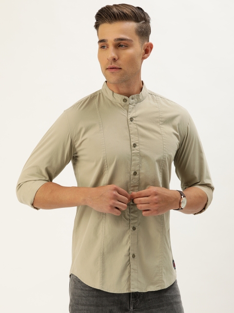 

IVOC Men Beige Slim Fit Solid Casual Shirt