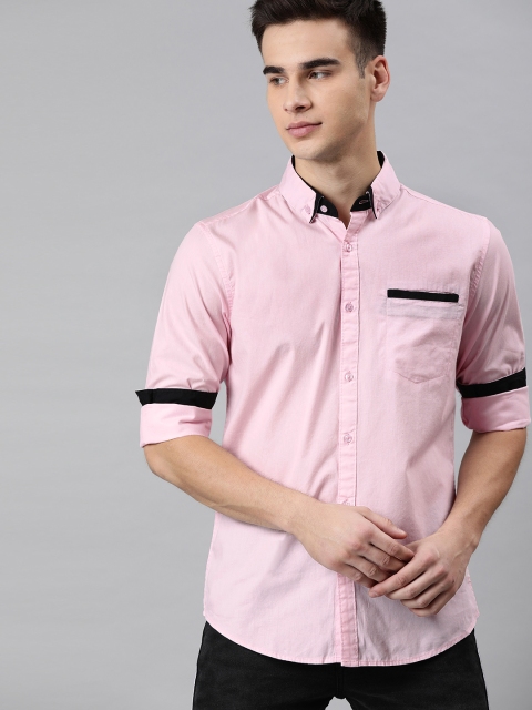 

IVOC Men Pink Slim Fit Solid Casual Shirt