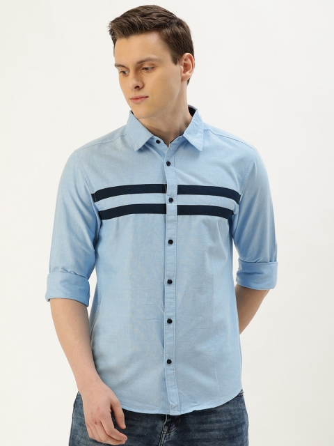 

IVOC Men Blue Slim Fit Striped Casual Shirt