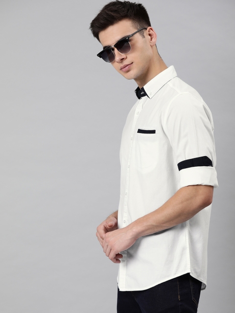 

IVOC Men White Slim Fit Solid Casual Shirt