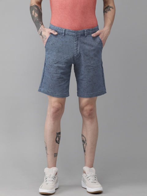 

Bene Kleed Men Blue Printed Slim Fit Chino Shorts