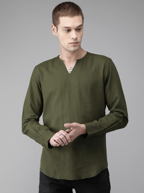 

Bene Kleed Men Olive Green Regular Fit Solid Casual Shirt