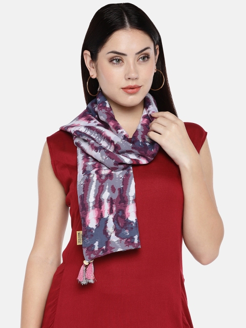 

shiloh Women Grey & Maroon Printed Scarf