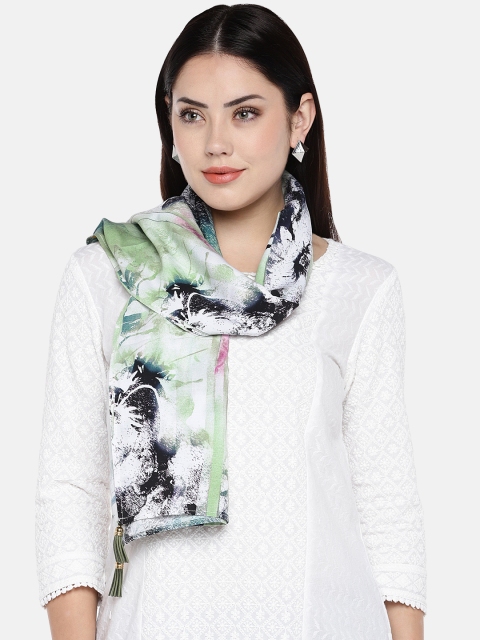 

shiloh Women Green & White Printed Scarf