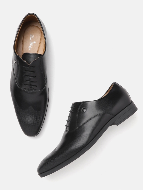 

Louis Philippe Men Black Textured Leather Formal Oxfords