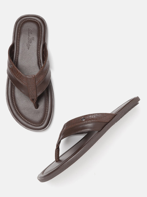

Louis Philippe Men Coffee Brown Snakeskin Textured Comfort Sandals