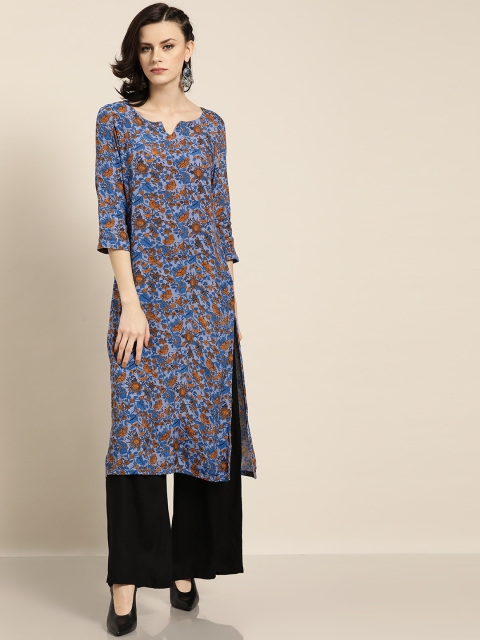 

Moda Rapido Women Blue & Mustard Yellow Printed Kurta with Palazzos