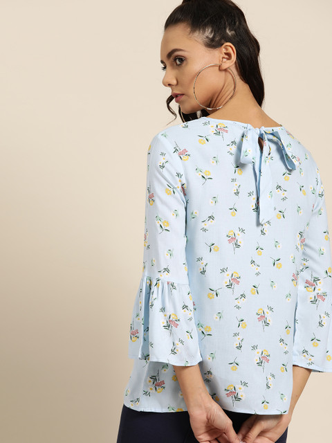 

Moda Rapido Women Blue Floral Print Top