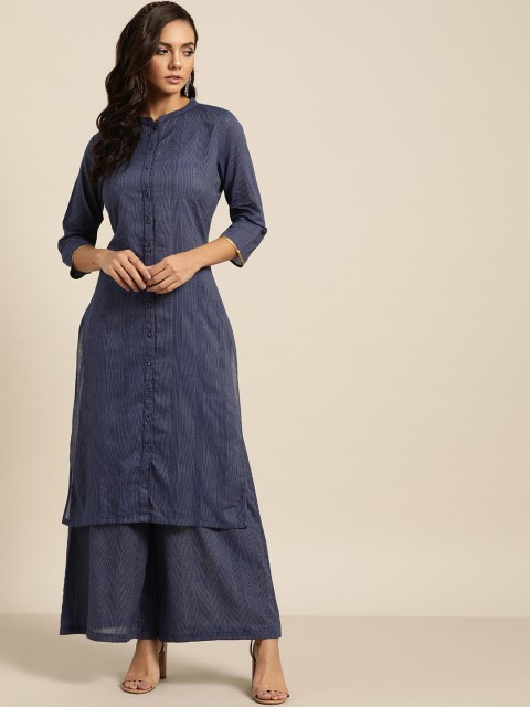 

Moda Rapido Women Navy Blue Striped Kurta with Palazzos