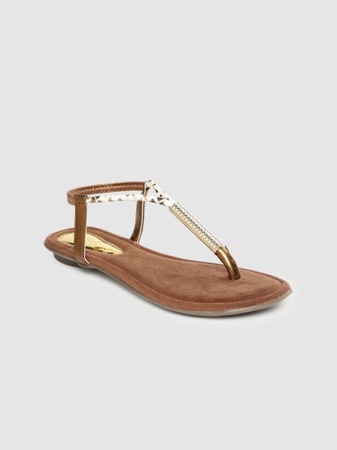 

Catwalk Women Brown Embellished T-Strap Flats