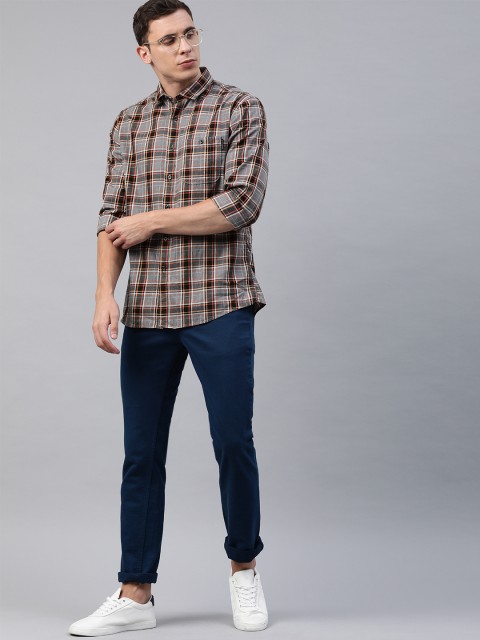 

Louis Philippe Jeans Men Grey & Black Slim Fit Checked Casual Shirt