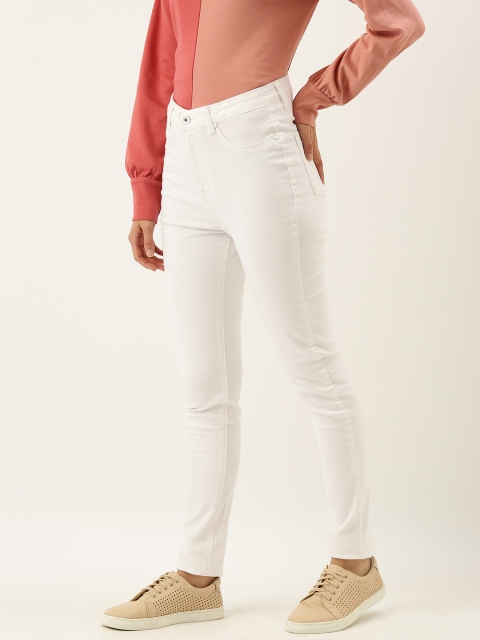 

ether Women White Solid Mid-Rise Knitted Regular Fit Jeggings
