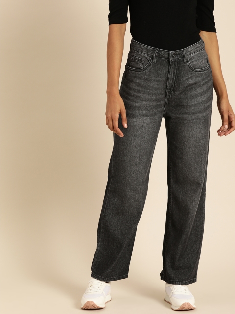 

ether Women Black Flared Mid-Rise Clean Look Stretchable Jeans