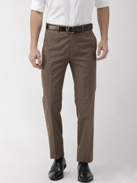 

Raymond Men Brown Contemporary Fit Checked Formal Trousers
