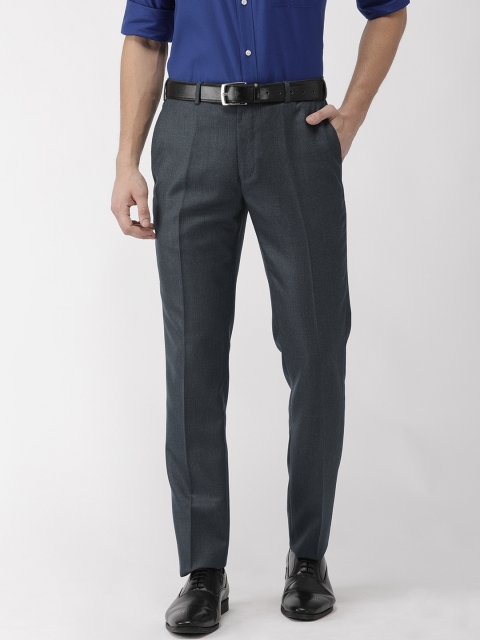 

Raymond Men Blue Slim Fit Solid Formal Trousers