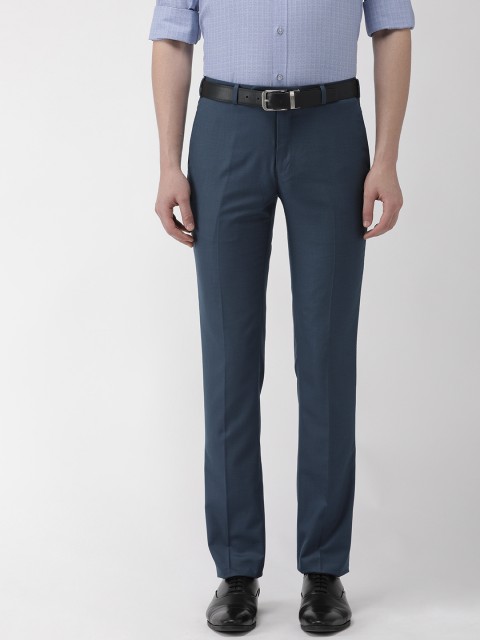 

Raymond Men Teal Blue Slim Fit Solid Formal Trousers