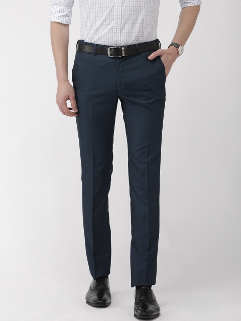 

Raymond Men Navy Blue Slim Fit Solid Flexi Trousers