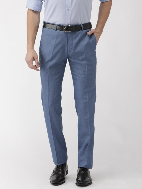 

Raymond Men Blue Slim Fit Solid Formal Trousers