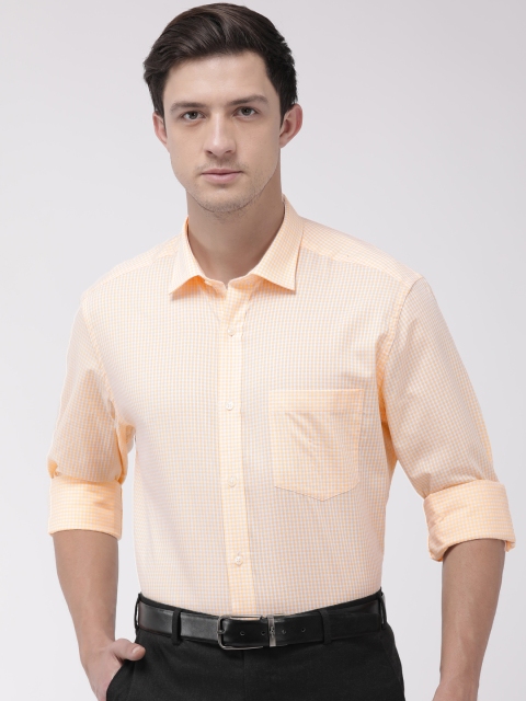 

Park Avenue Men Mustard Yellow & White Regular Fit Checked Formal Shirt