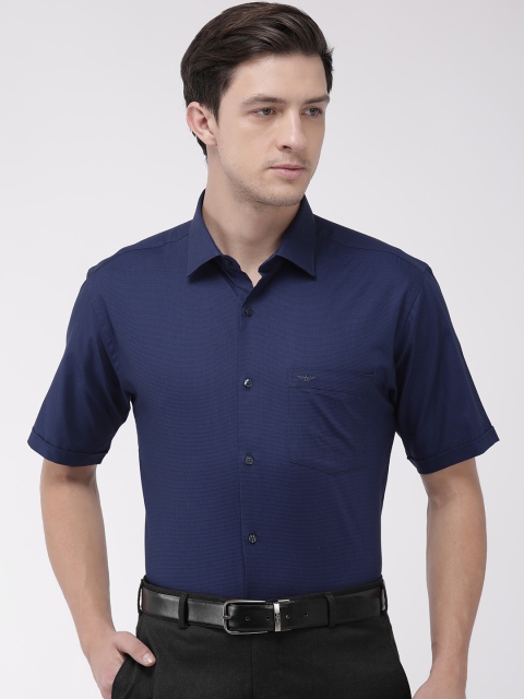 

Park Avenue Men Navy Blue & Black Slim Fit Self Design Formal Shirt